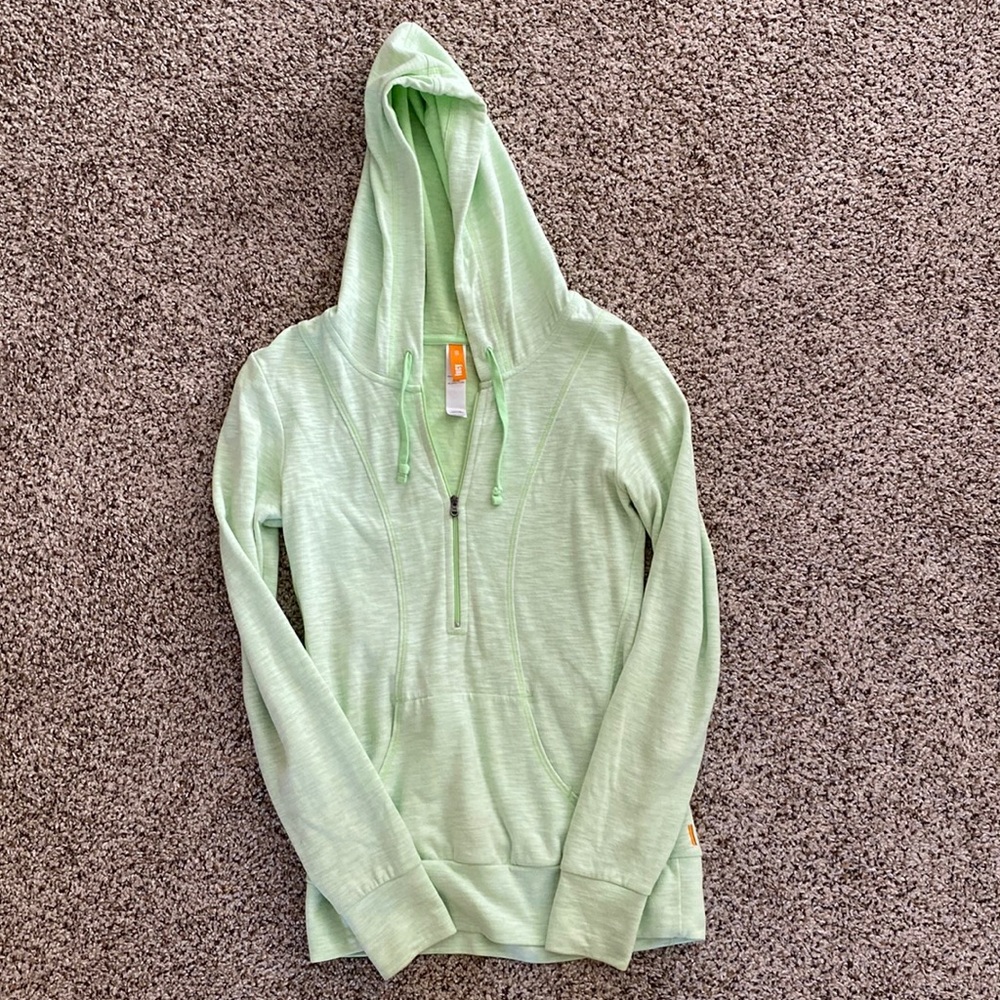 Lucy light green hooded lightweight top sweatshirt